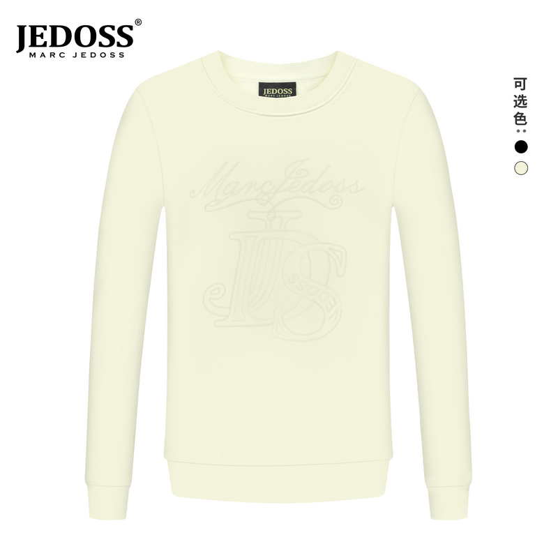JEDOSS/爵迪斯男装秋冬时尚轻奢字母刺绣套头长袖卫衣加绒110加绒
