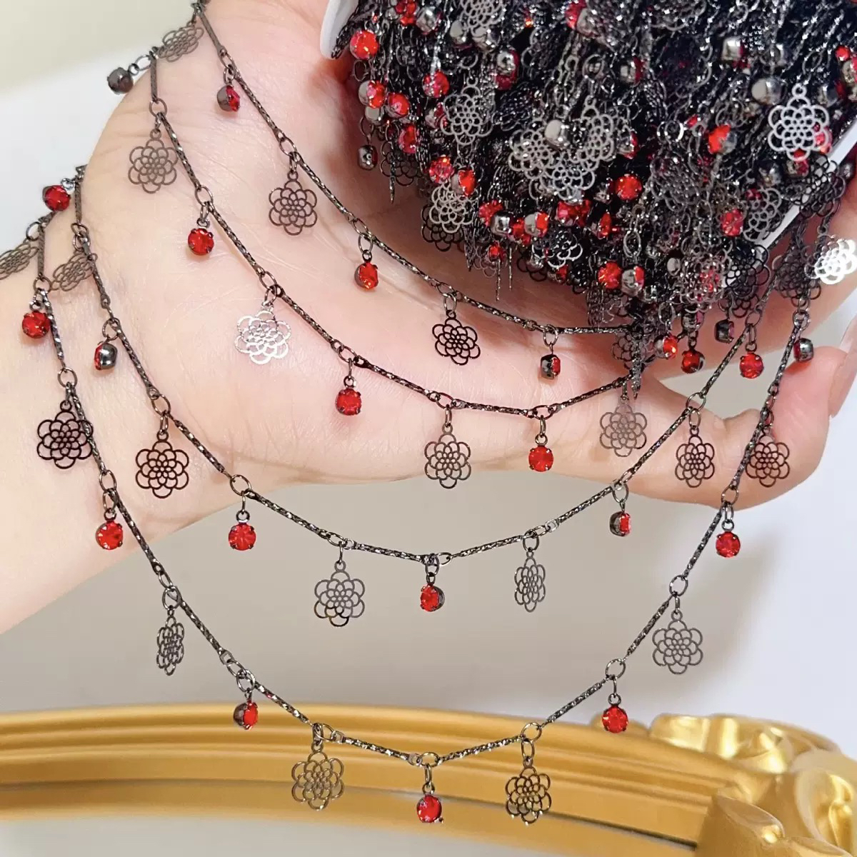 编号 156 枪黑色红玫瑰百搭链条