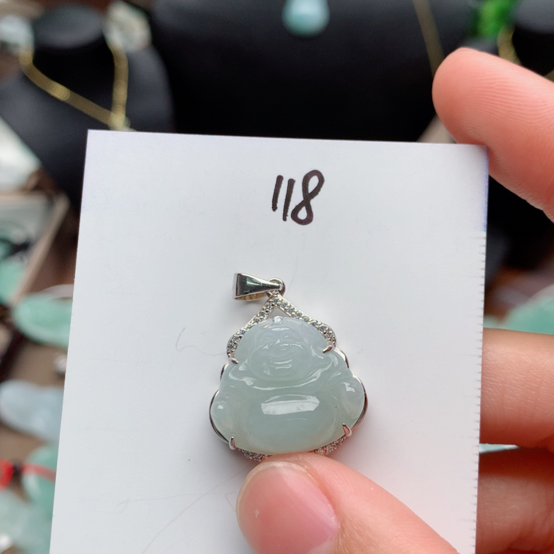 翡翠颈饰银S925镶嵌吊坠