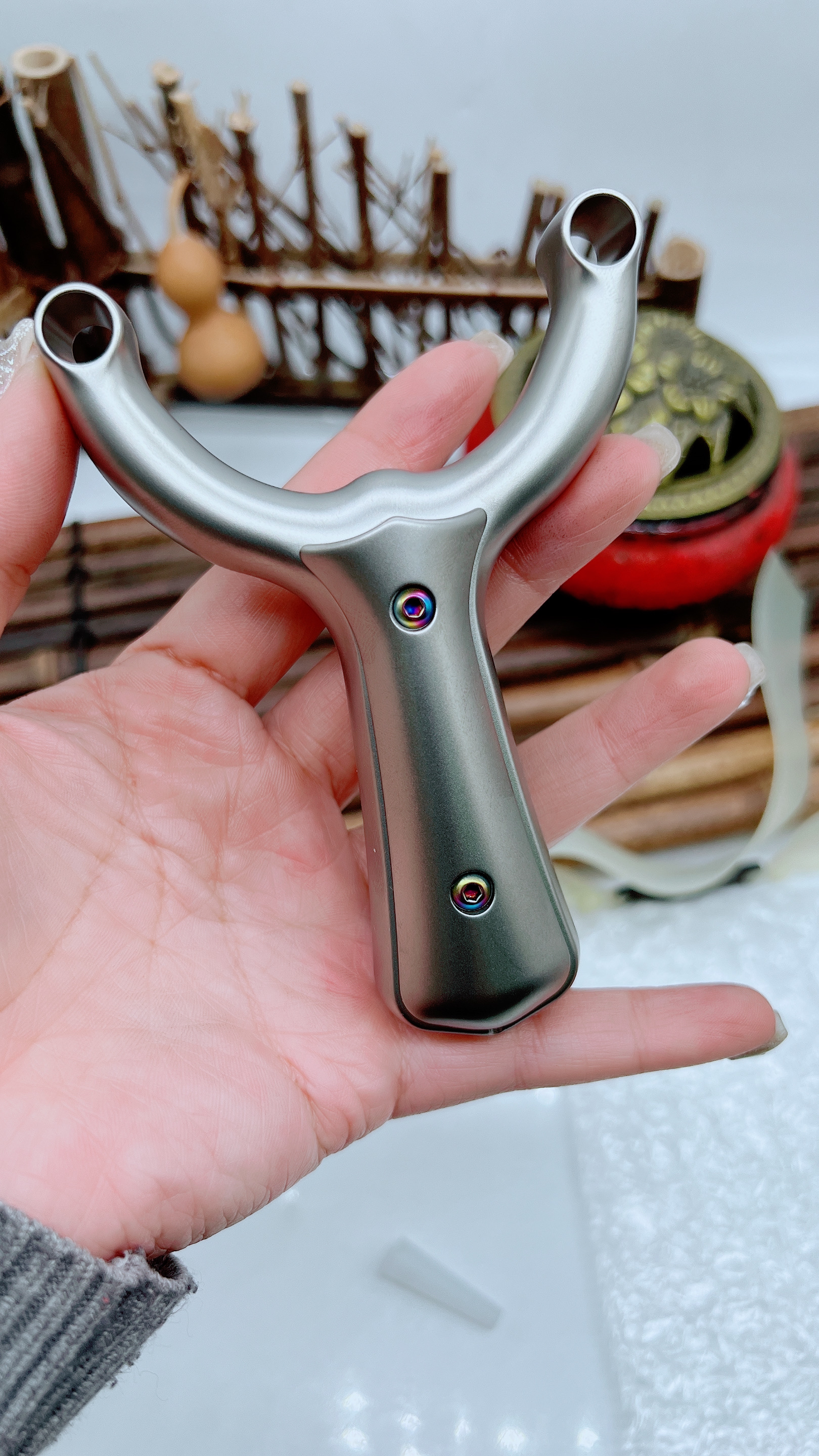 破竹钛合金7珠单卡放弹弓单卡弹弓圆头成年人