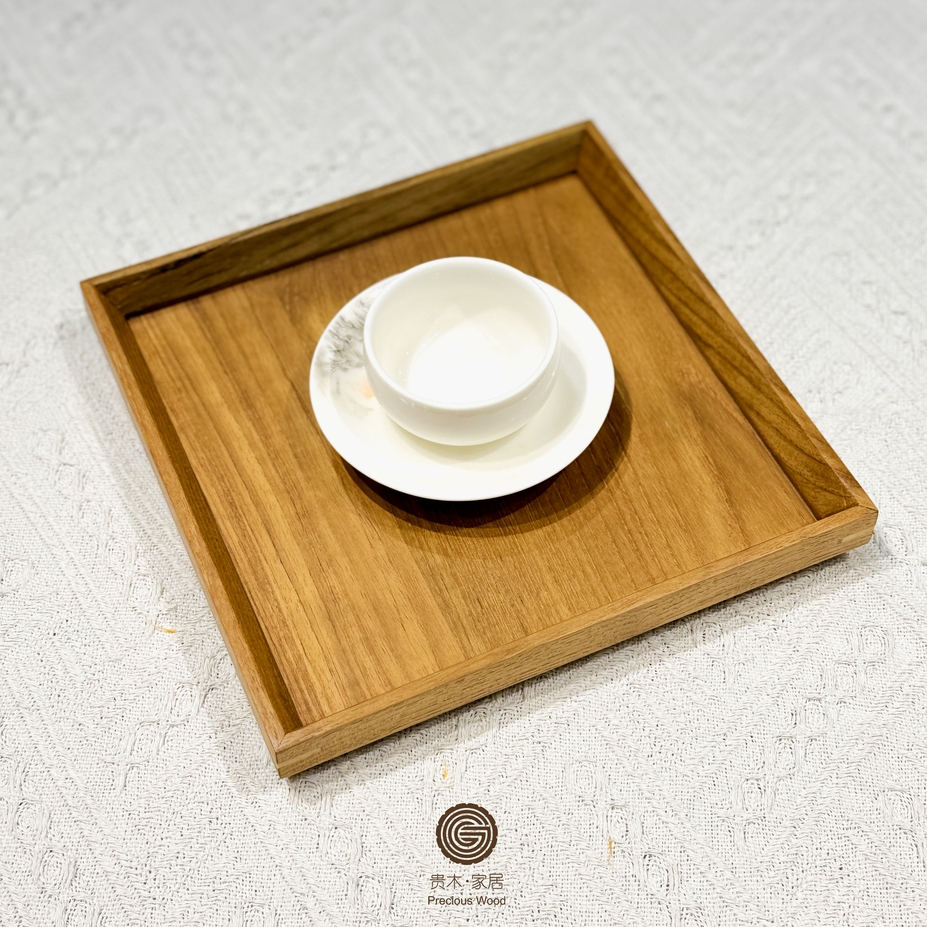 进口缅甸柚木正方形餐盘 高端手工茶水杯托盘茶道家用木质茶杯盘