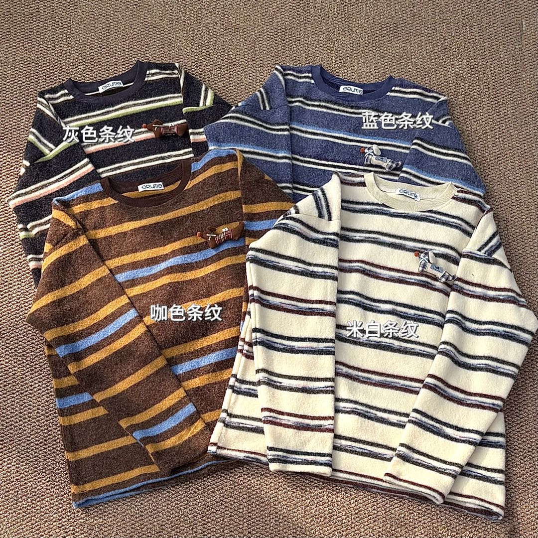 心予家-【圣诞腊肠狗】冬季韩系条纹百搭氛围卫衣