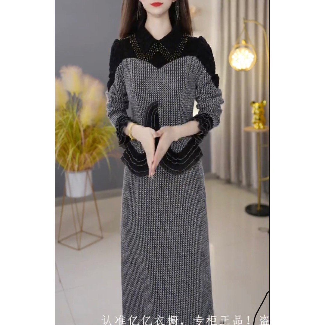 【定制套装】C1656上衣配半身裙优雅气质时尚减龄休闲显瘦收腰冬