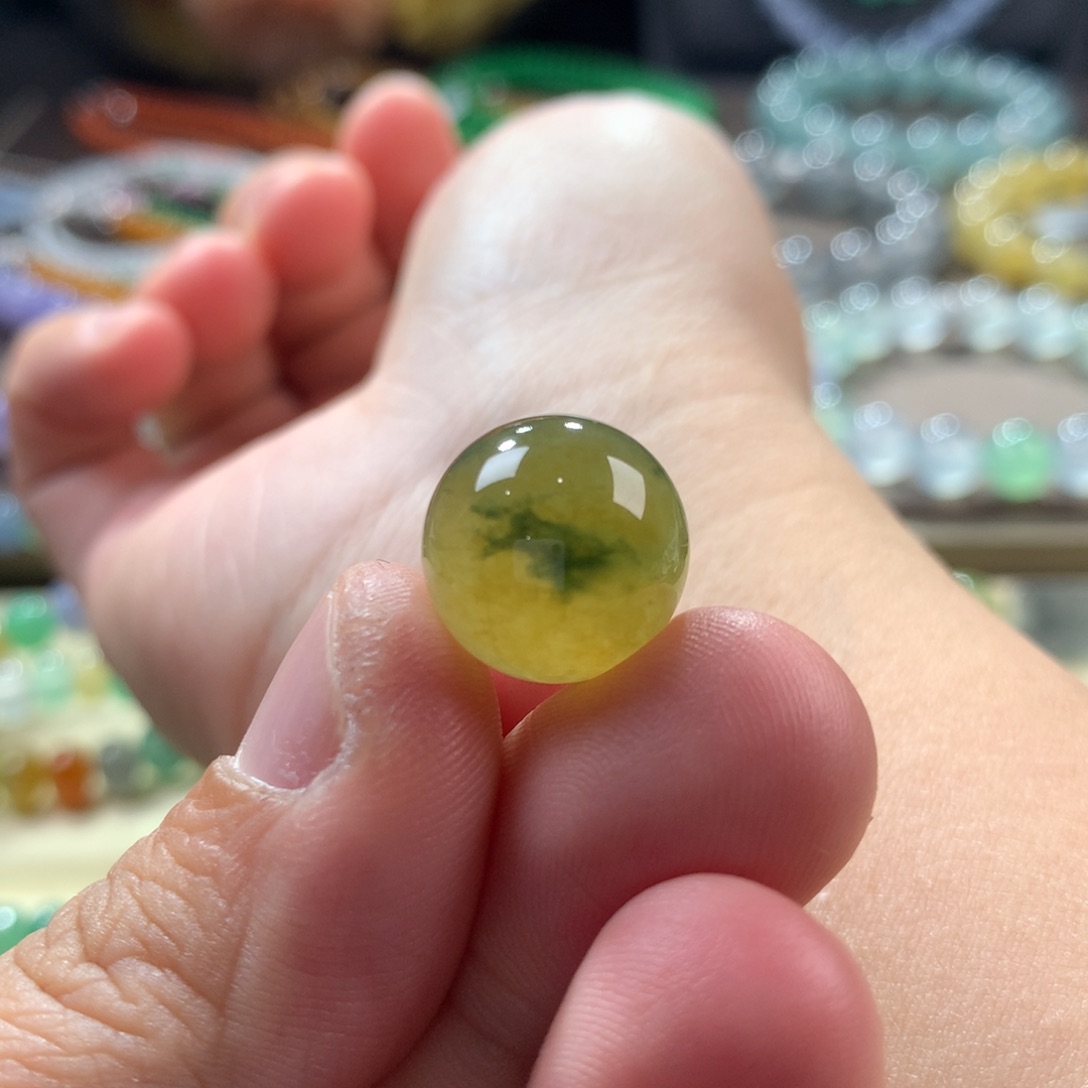 翡翠手链未镶嵌冰种起胶百香果单珠卡14.26