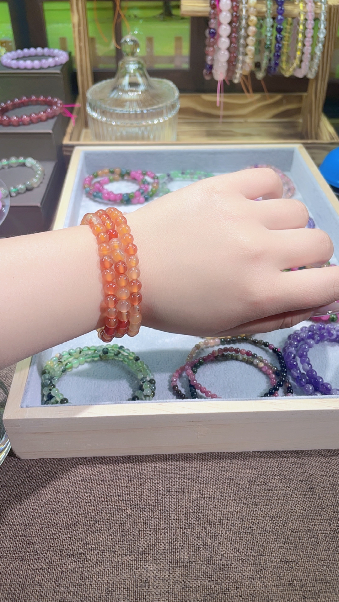 女士时尚渐变彩虹单圈叠戴三圈组合