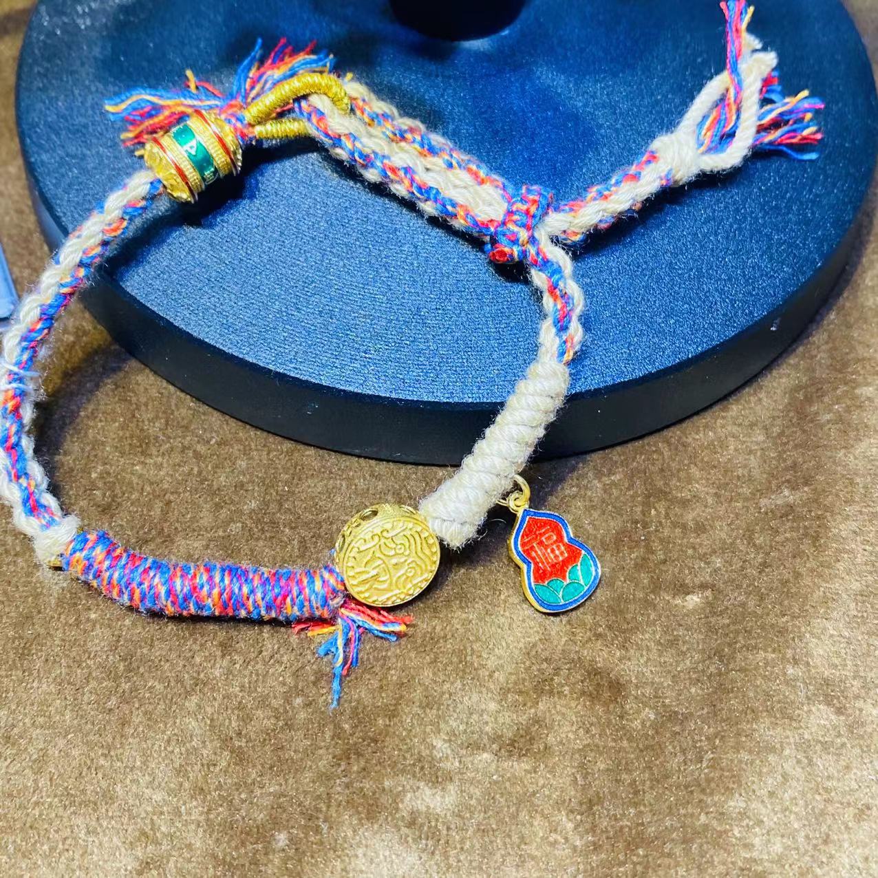 925银银制品 紫手绳福字葫芦手绳