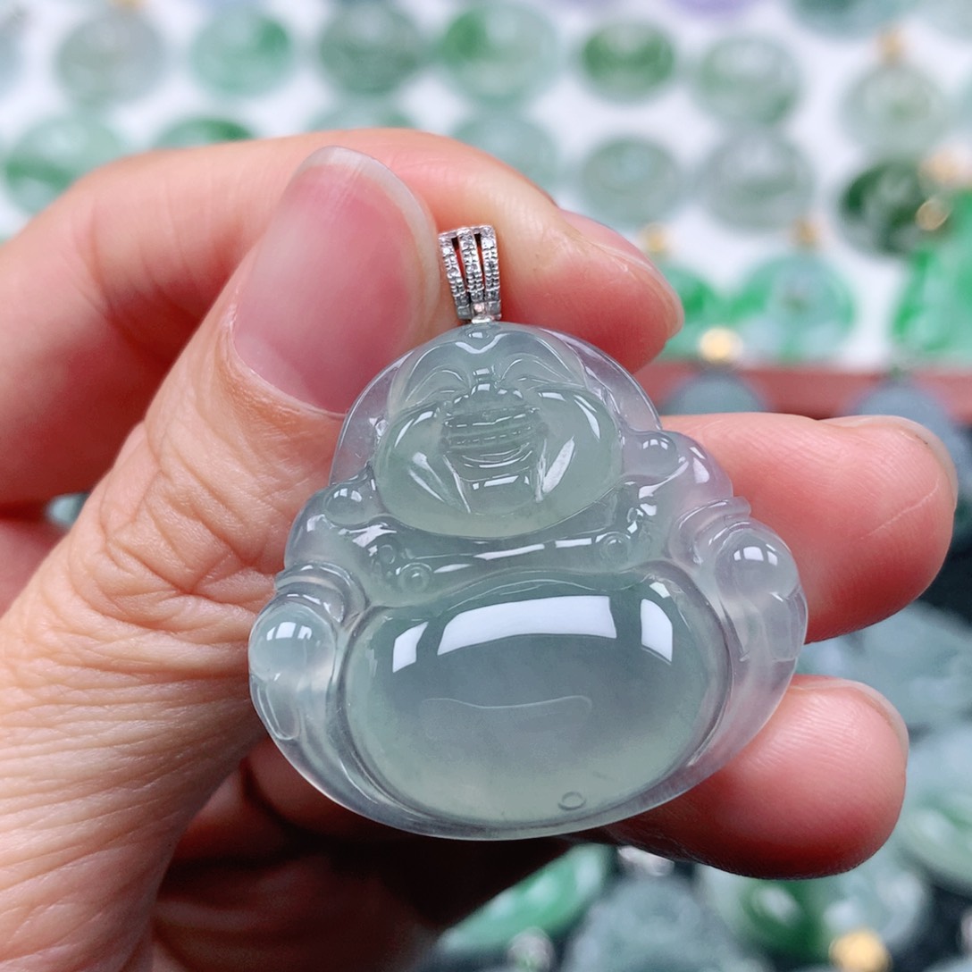 翡翠吊坠(不含链)18K金镶嵌