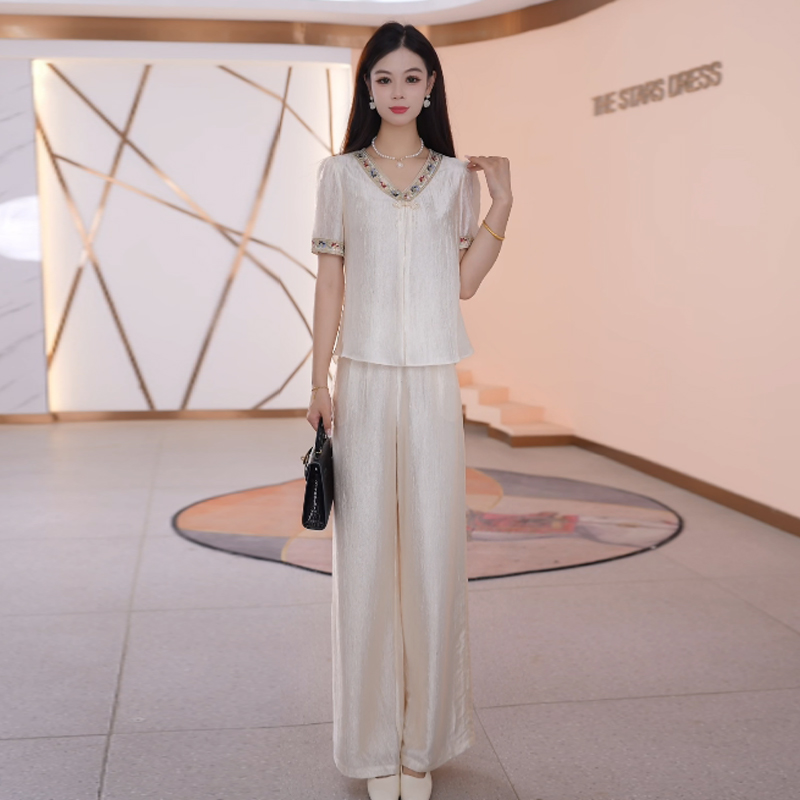 【两件套】夏季时尚女神修身洋气宽松气质休闲百搭显瘦减龄女装套裤