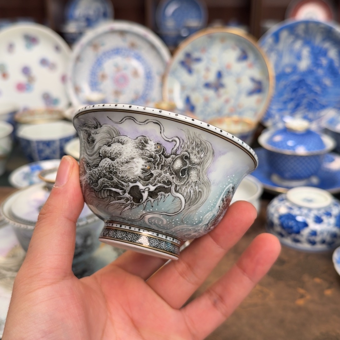 雪***棒纯手工手绘陶瓷茶具有