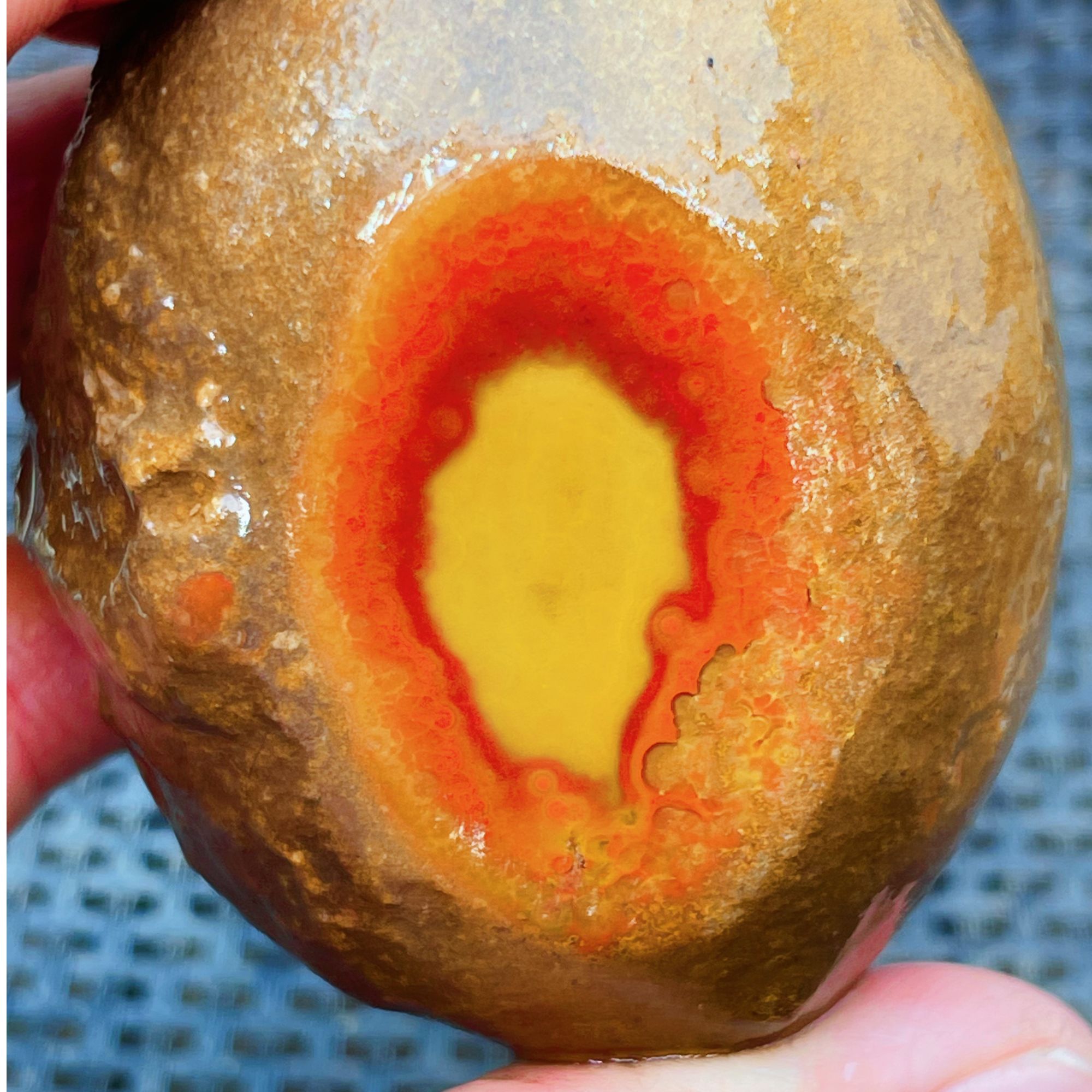 战国红玛瑙，在石头里砸出来的毛石，颜色花纹草花