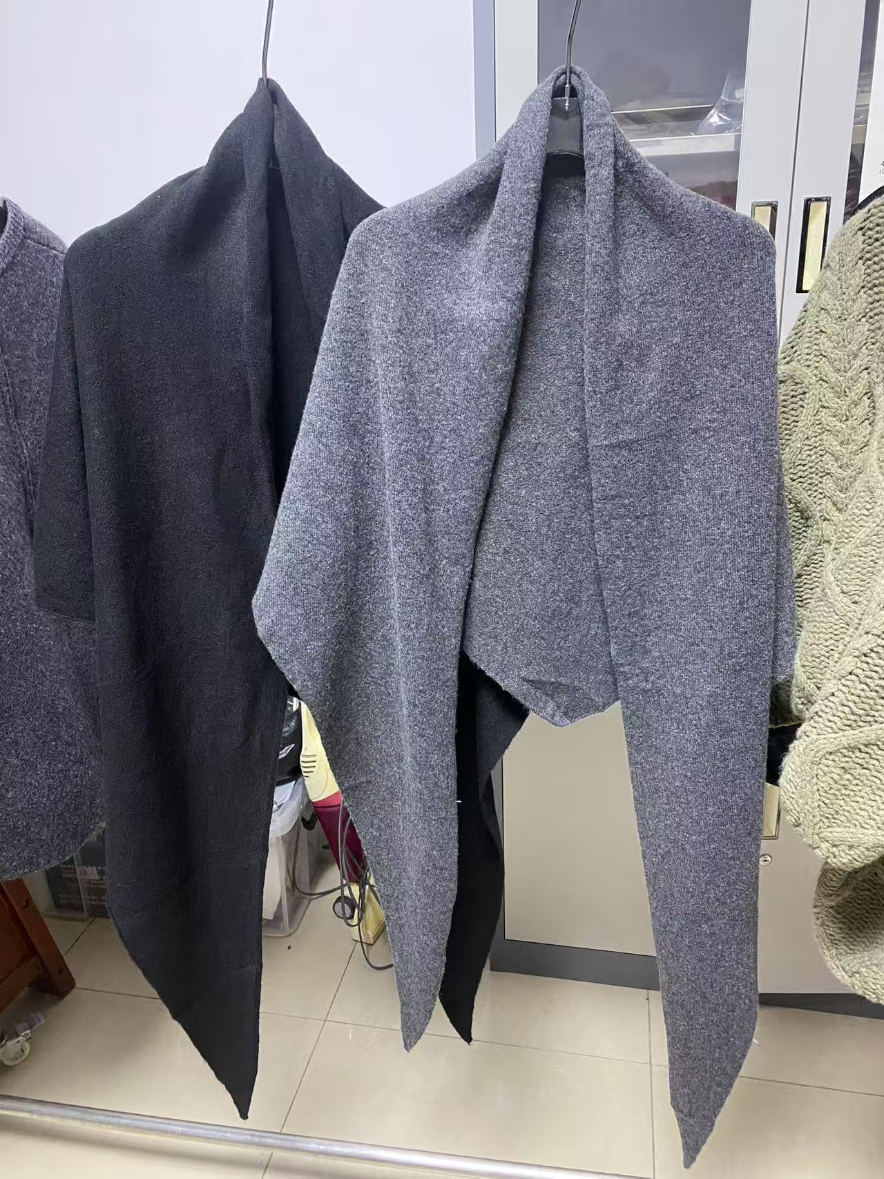 女不起球保暖成人纯色韩版围巾针织披肩潮流灰色