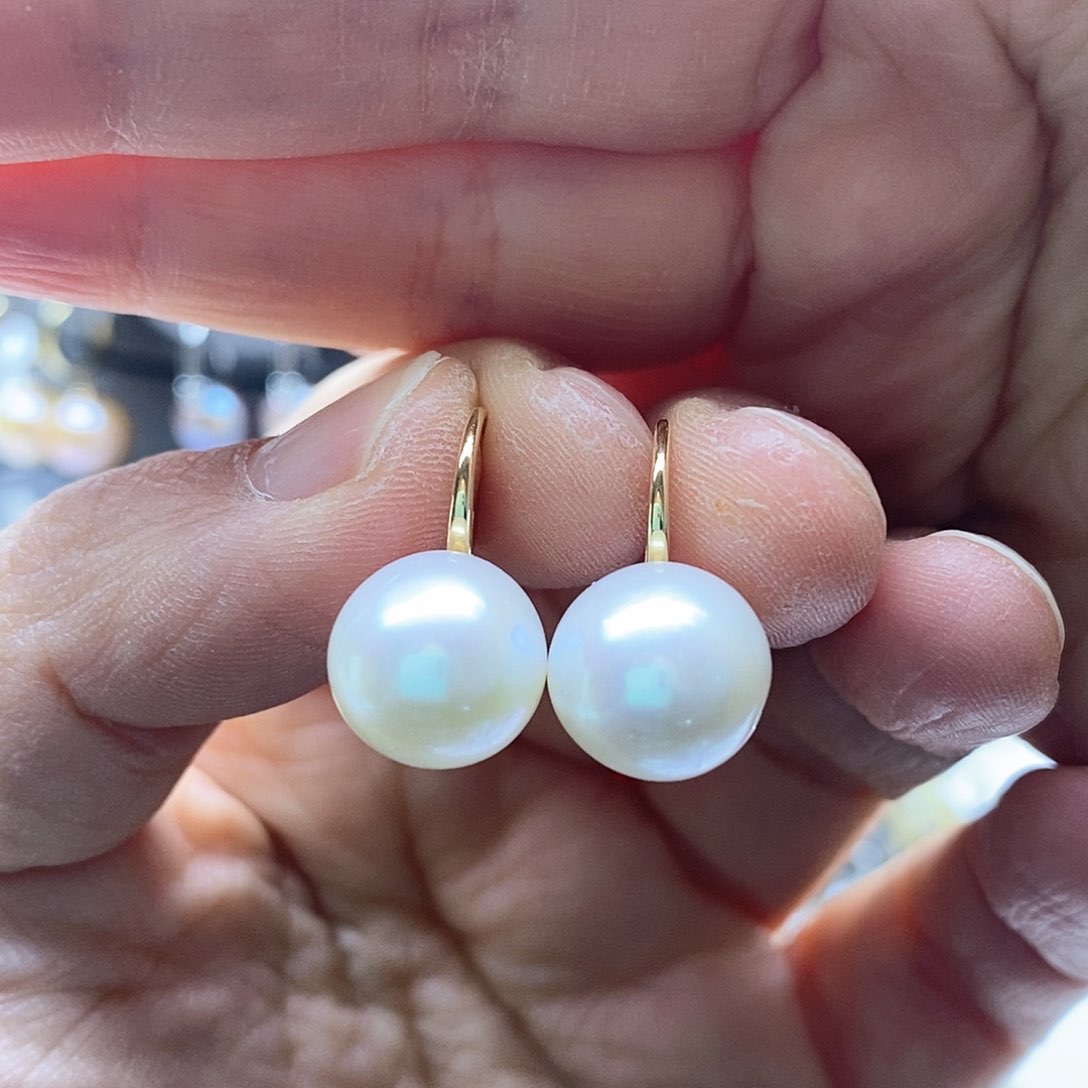 淡水珍珠耳饰银S925镶嵌