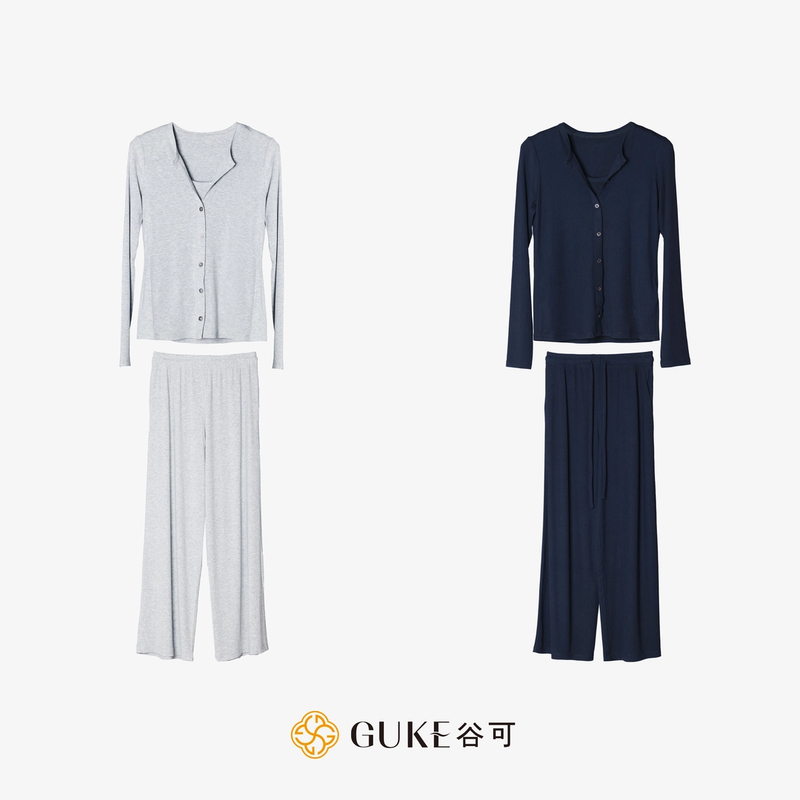 GKE/谷可TZ218 三件套家居服套装薄款吊带长裤莫代尔棉可外穿睡衣
