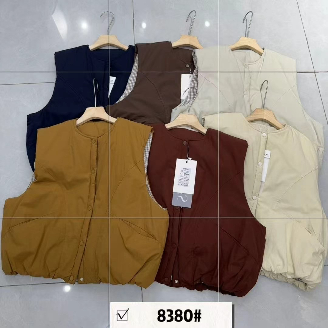 8380加绒加厚款工字型款纽扣免烫马夹韩版时尚马甲网红