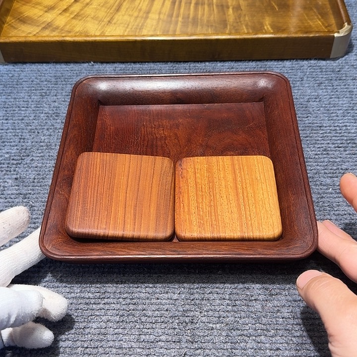 香榧木缅甸花梨木小盘