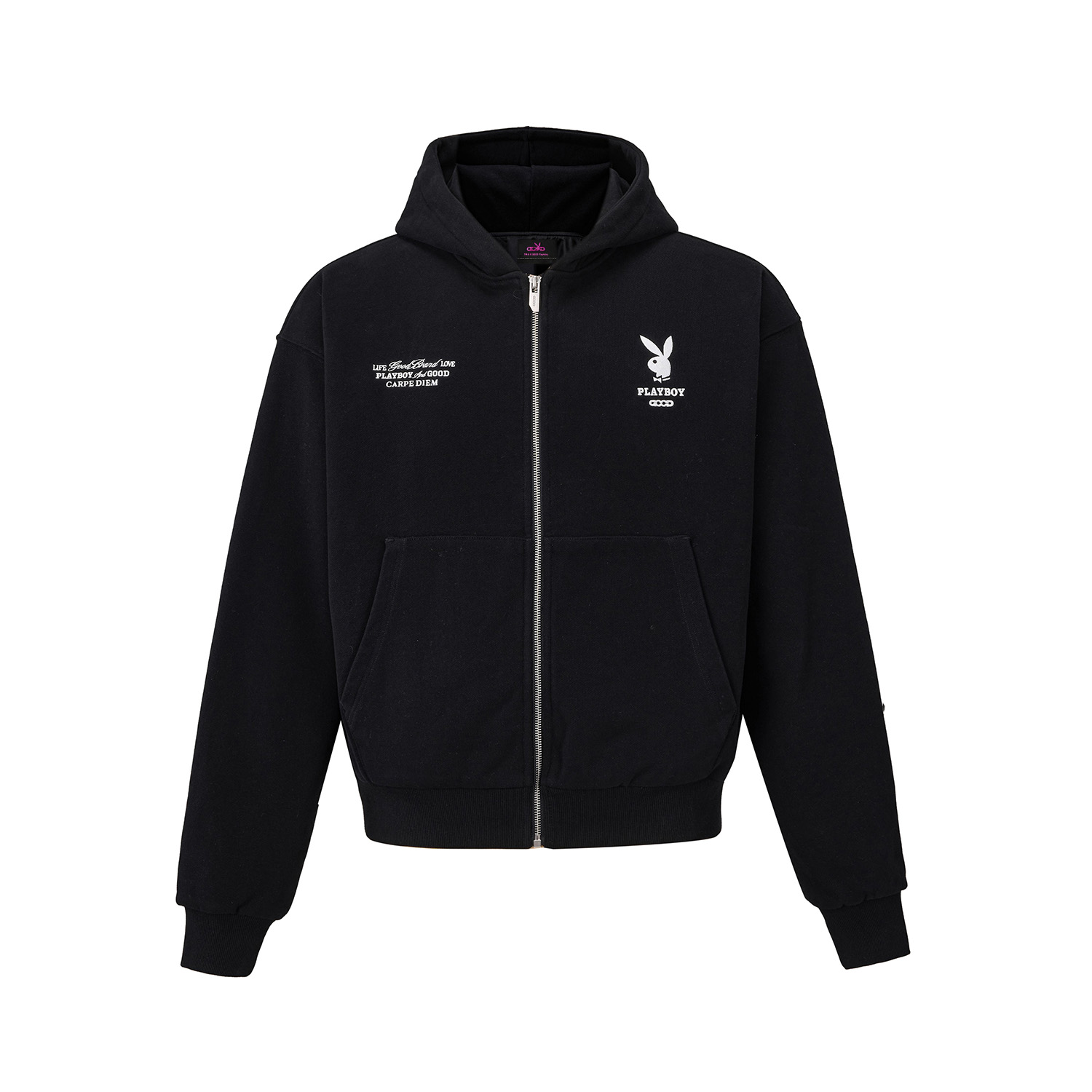GB-GOODBRAND x PLAYBOY 2025FW 刺绣剪影兔女郎钟表时尚开衫卫衣