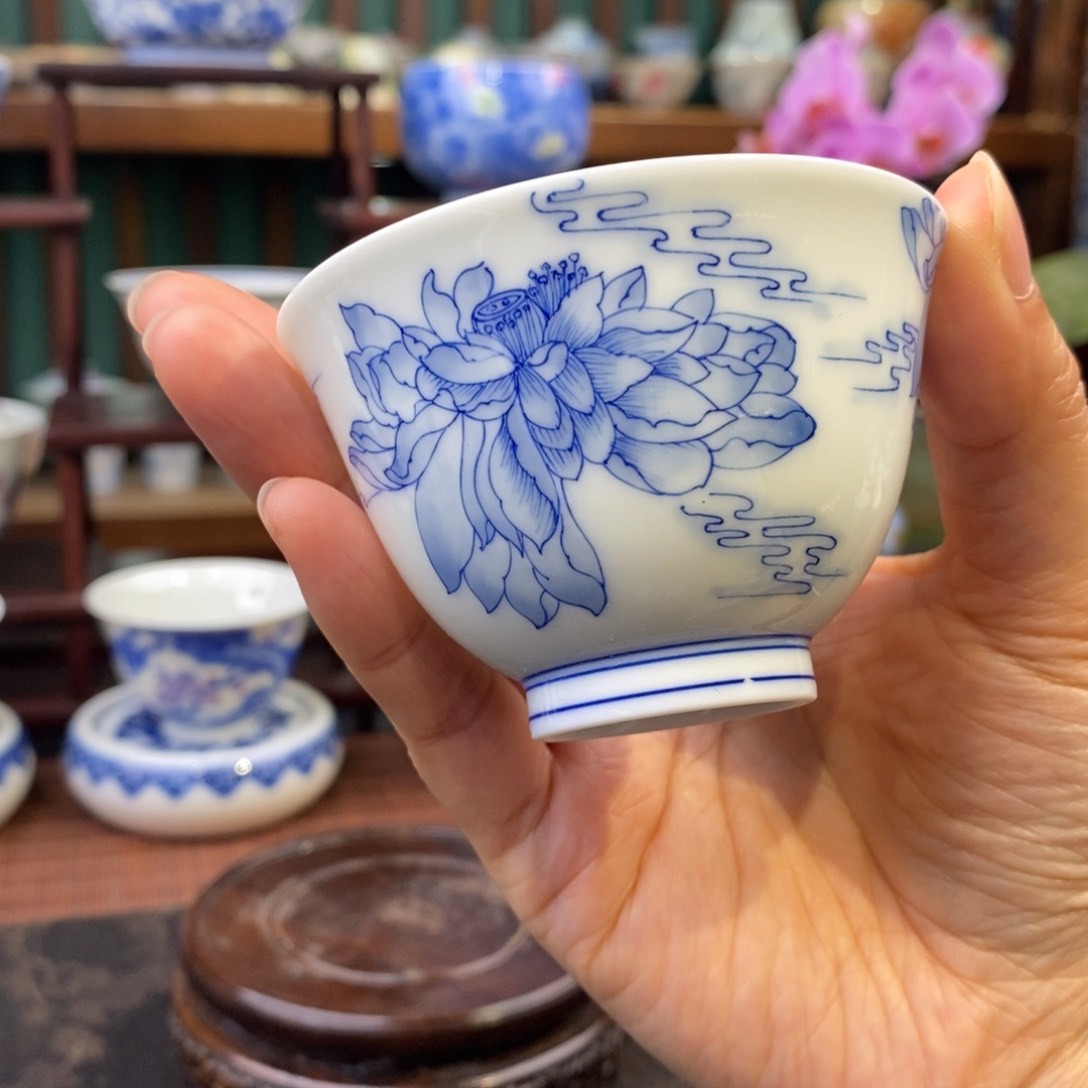 手工陶瓷柴窑荷花杯
