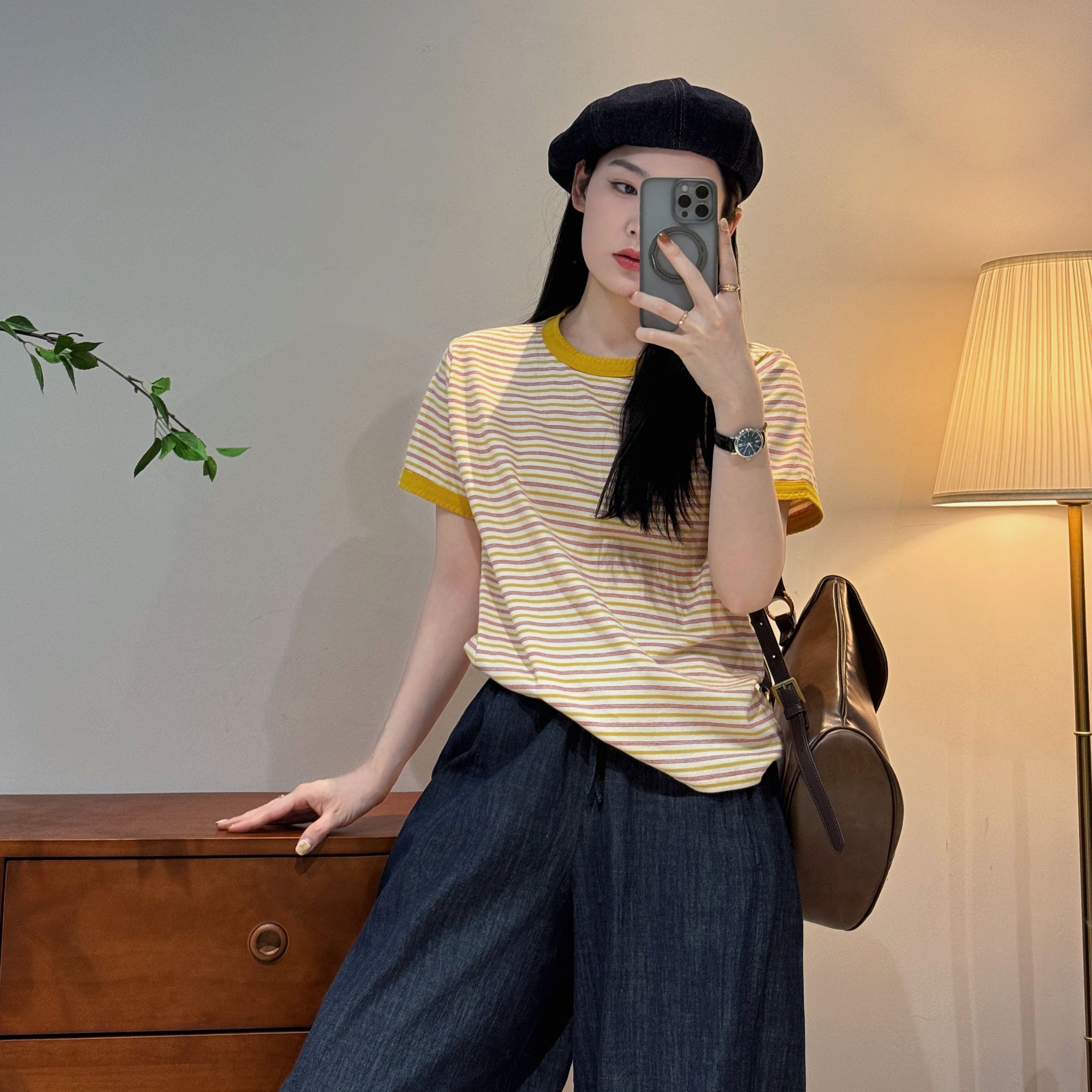 今婷条纹T恤短袖女爆款2025新款夏季衣服休闲女装上衣M25202365