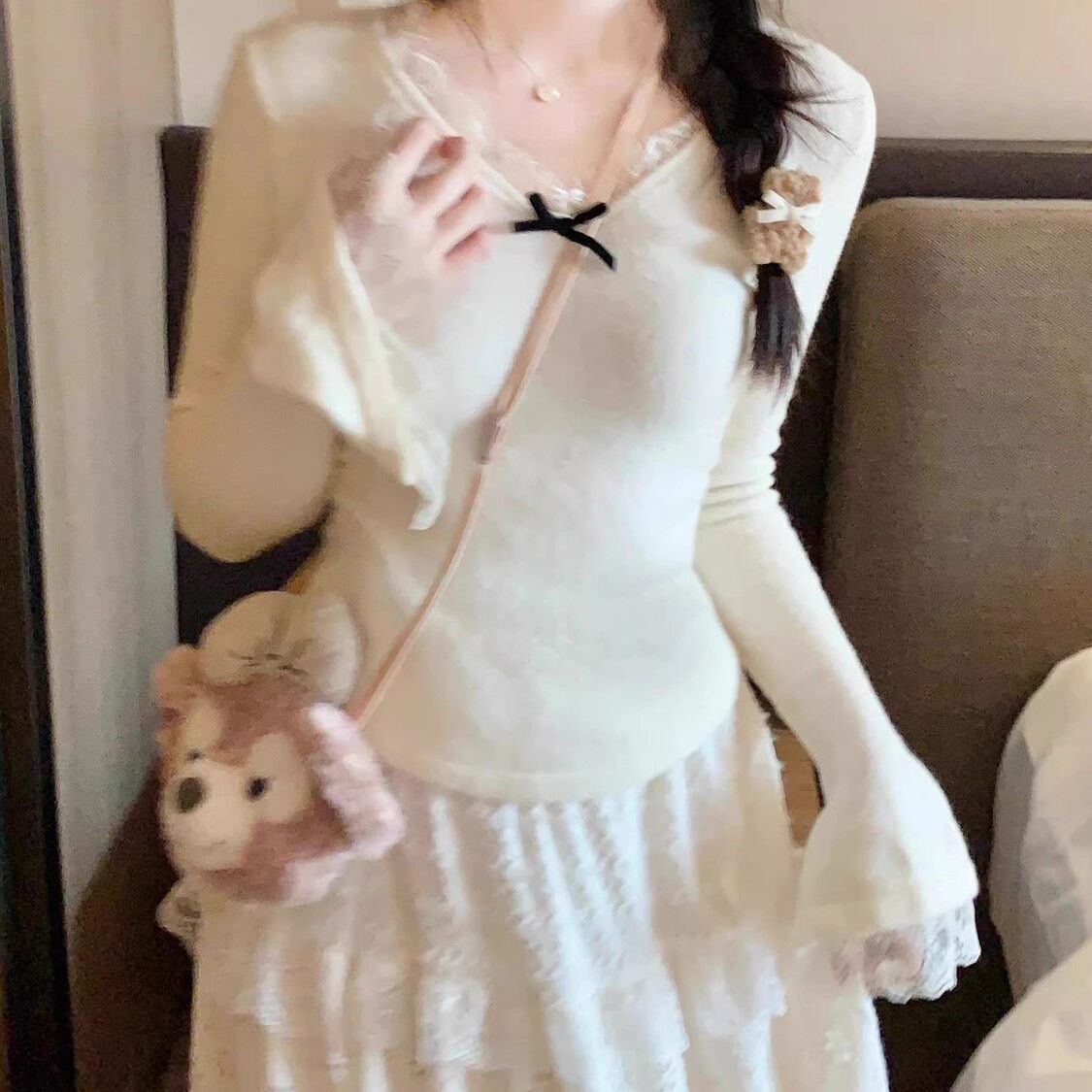 女款早秋欣旺官图随心裁莫代尔克白色显瘦夏季领女甜小个子上