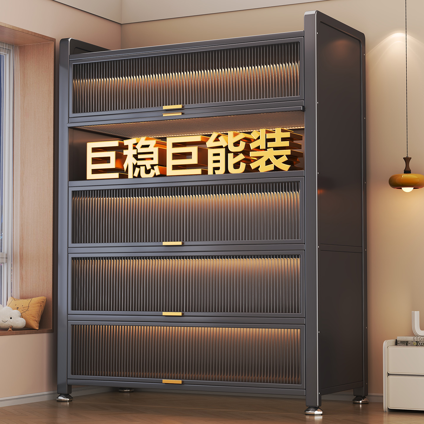 【清仓捡漏】家用钢制书柜带门儿童书架客厅卧室防尘铁艺收纳储物柜