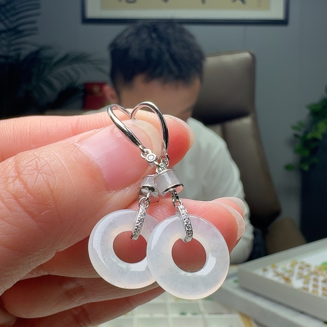 翡翠银S925镶嵌耳饰多样性发货其一