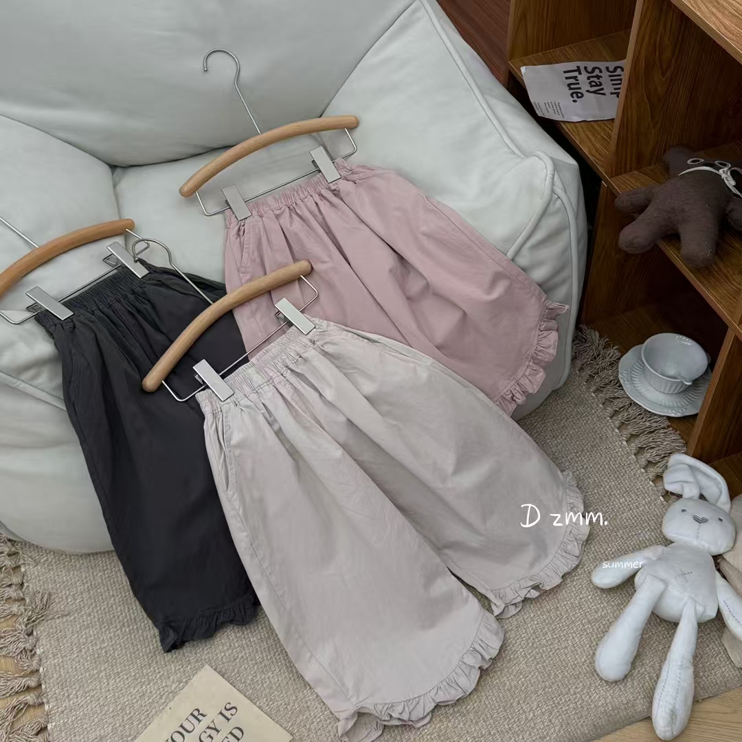 女童阔腿裤九分裤休闲花边设计宽松舒适裤子夏季