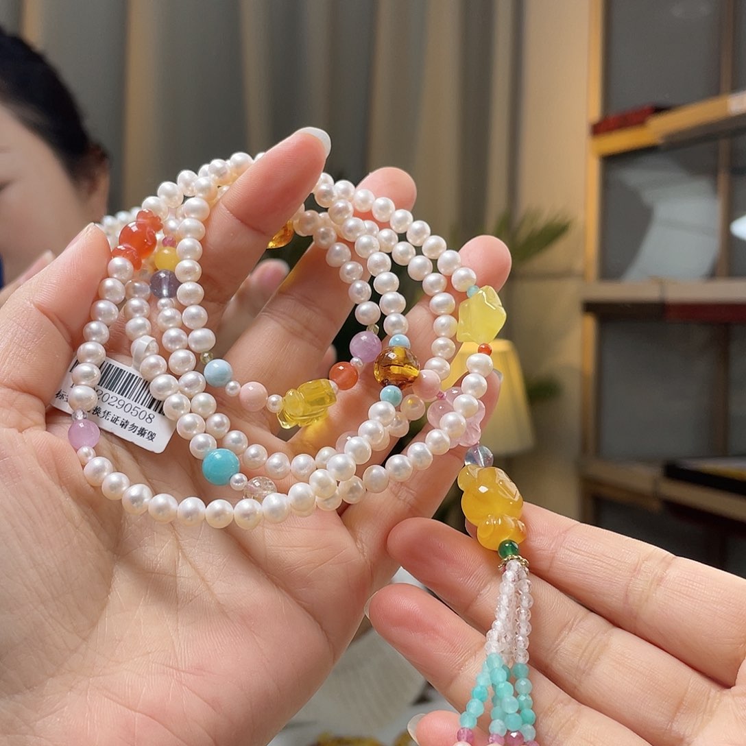 琥珀裸石未镶嵌蜜蜡项链