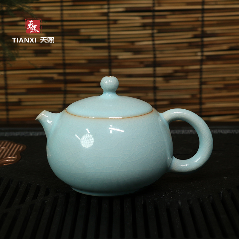 天熙汝瓷丨西施壶支钉烧工艺满釉手工壶天青釉礼盒
