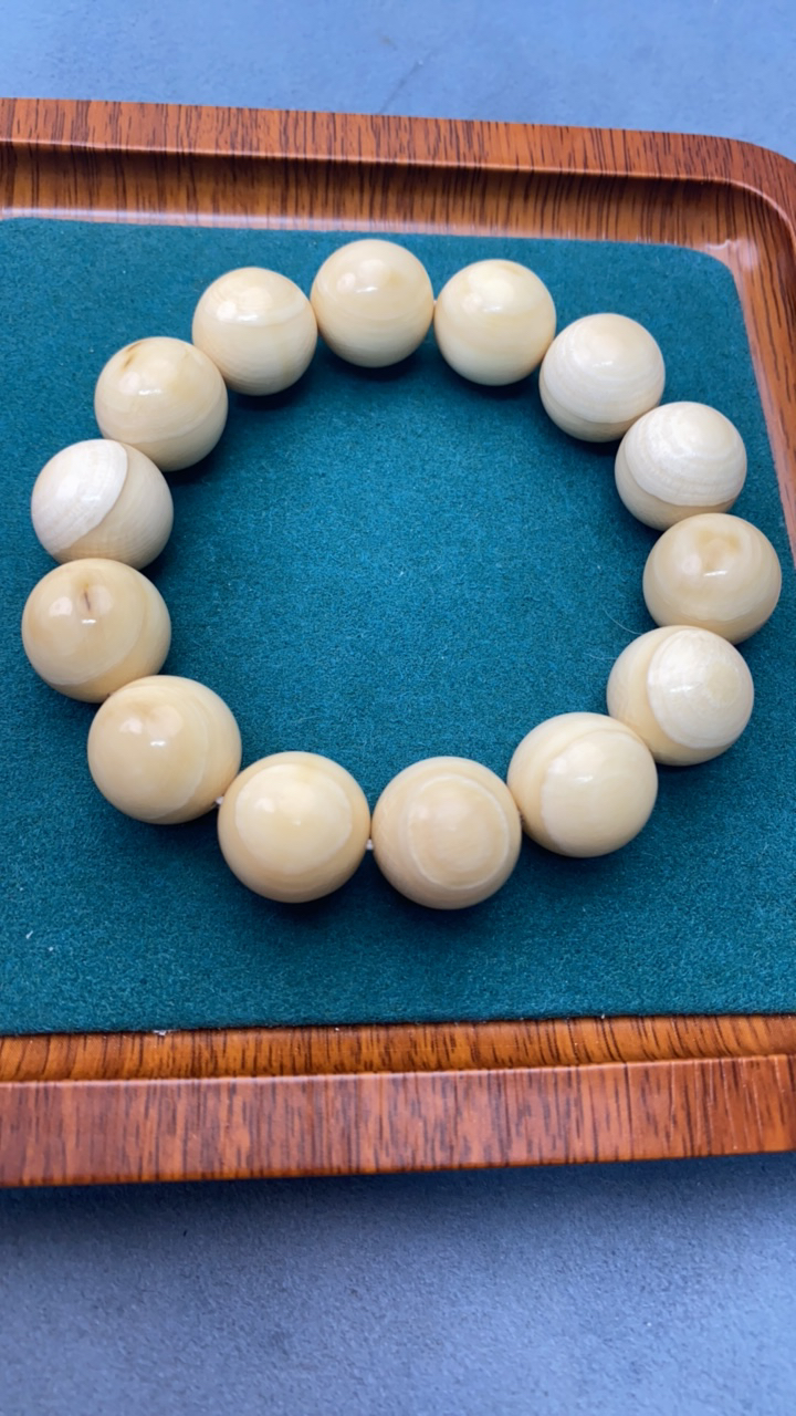 猛犸牙1.6二层皮果冻料圆珠手串