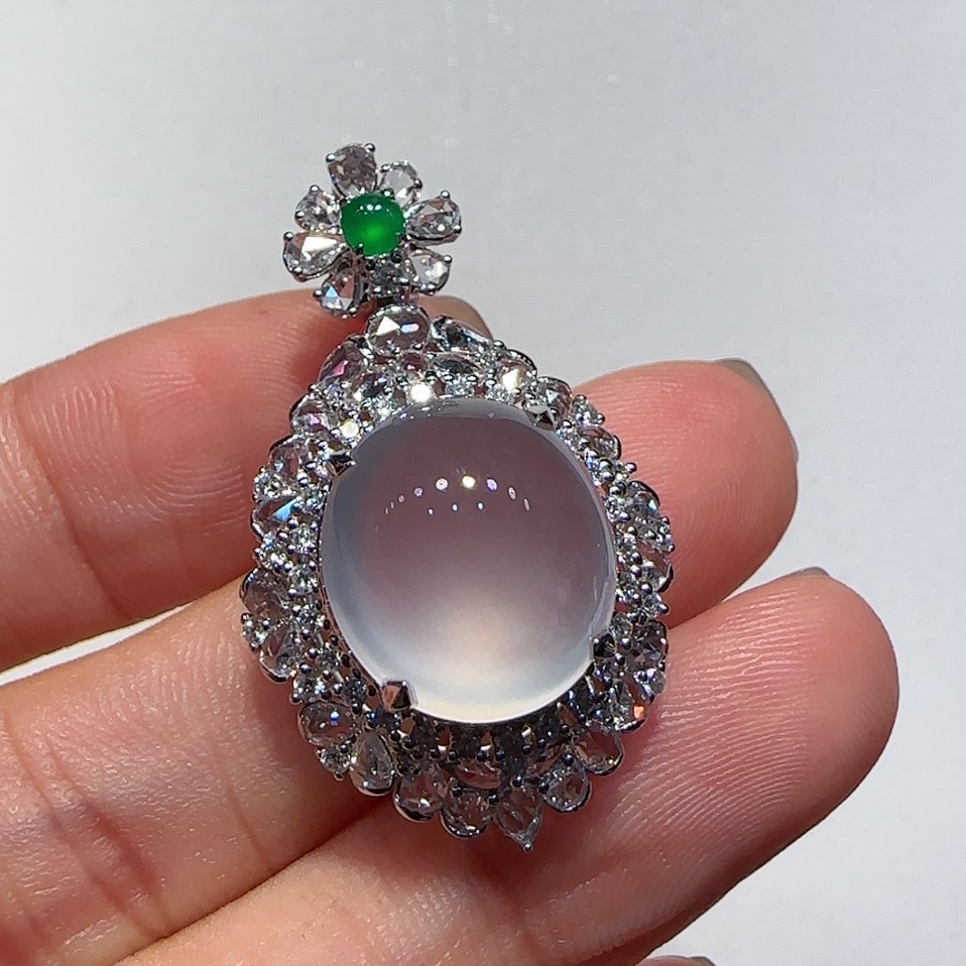 翡翠吊坠(不含链)18K金镶嵌吊坠