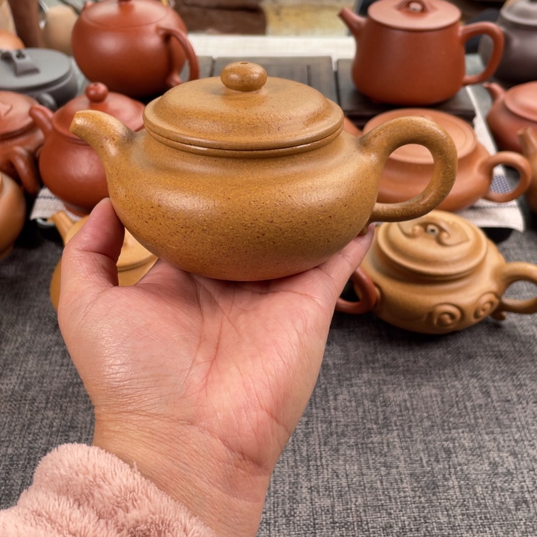 紫砂茶壶黄降坡仿古全手30目240