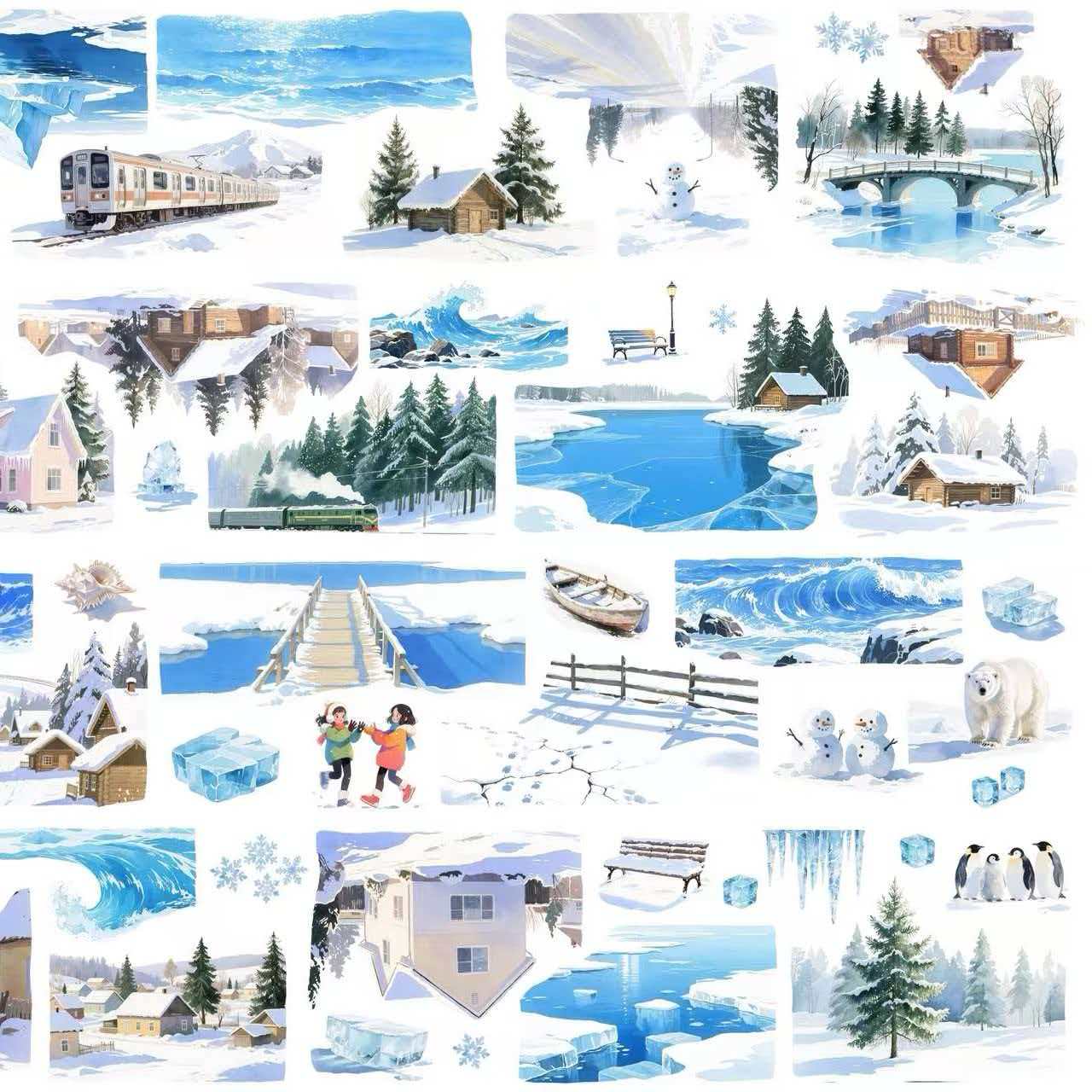 9号 切膜 PET冰雪世界胶带 一米一循环 四个款 发3米 