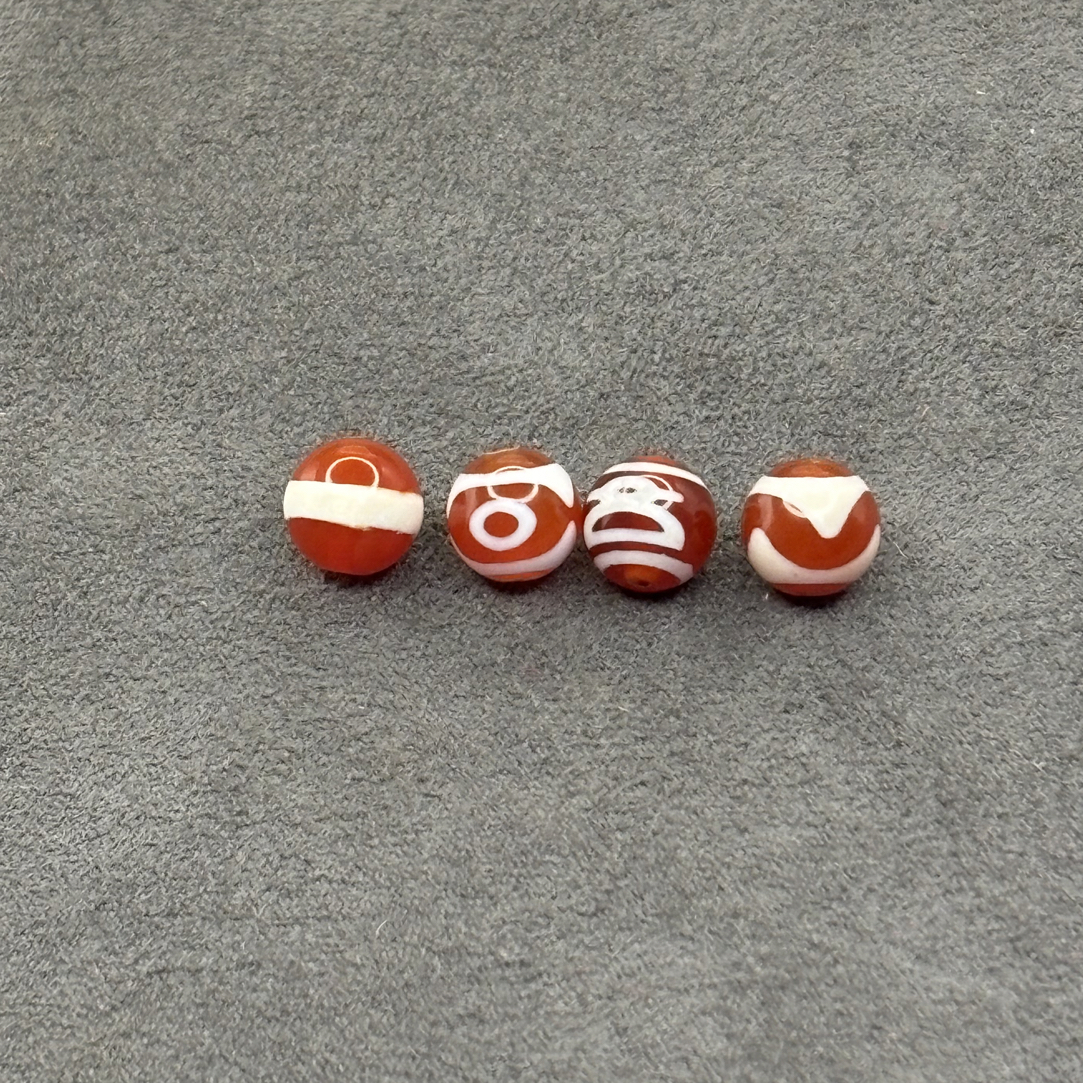 红肉虎牙一线药师配珠玛瑙一对价尺寸8x8