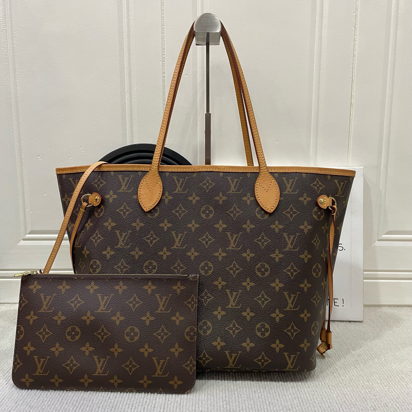 95新 LouisVuitton/路易威登 lv老花neverfull卡其色内里中号