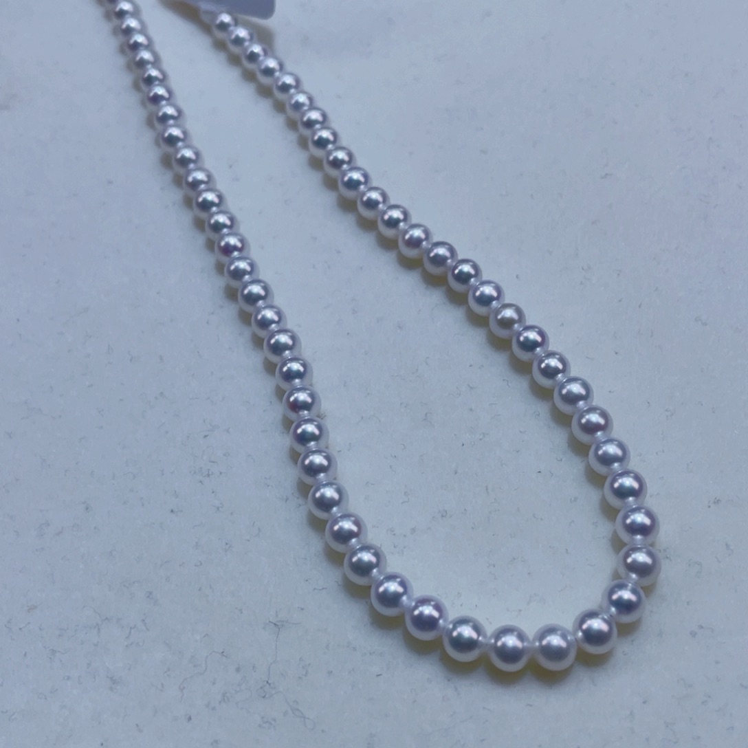 淡水珍珠银S925镶嵌颈饰4/4.5爆亮冷白青粉光毕业