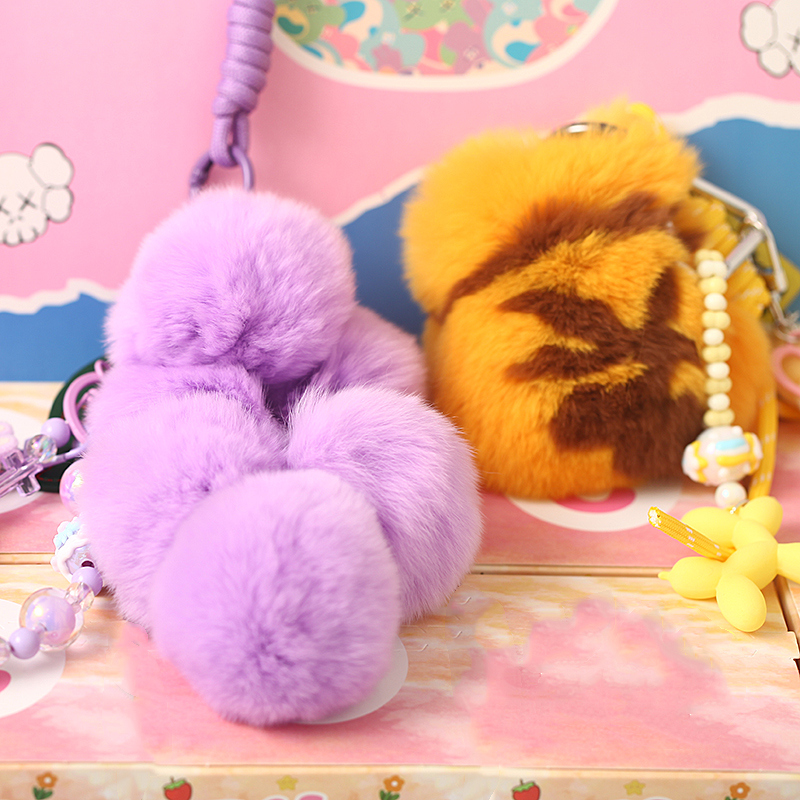 【吴小姐】潮玩毛绒公仔兔毛钥匙扣包包挂