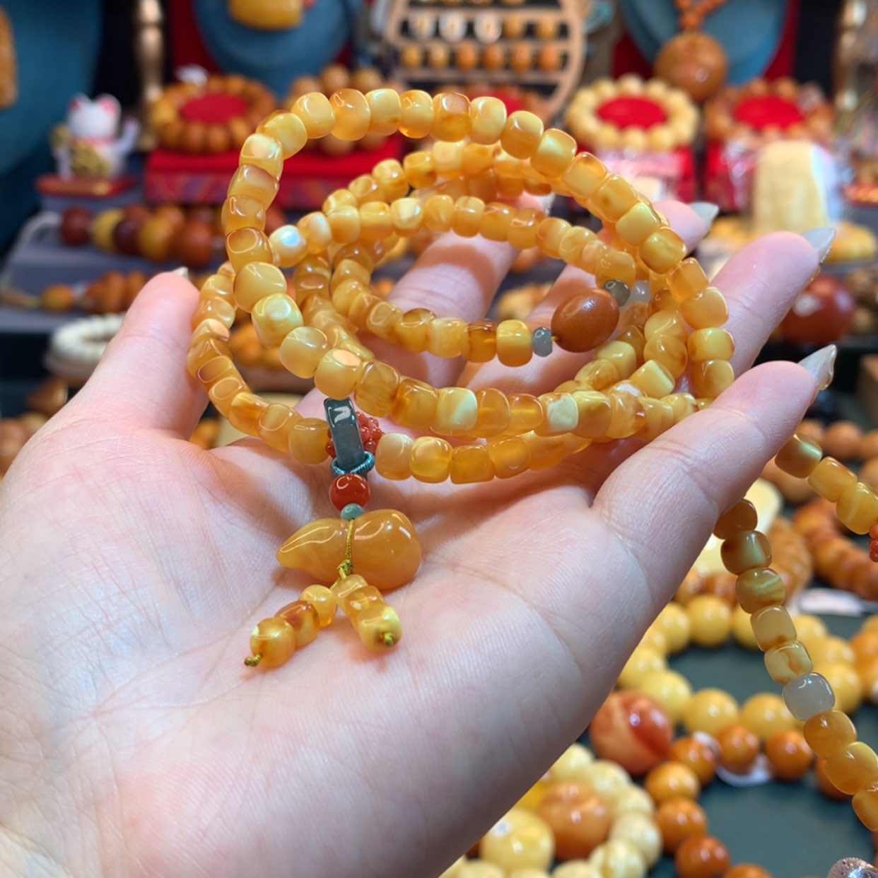 【闪购商品】蜜蜡手链未镶嵌樱**雪蜜蜡手链定制