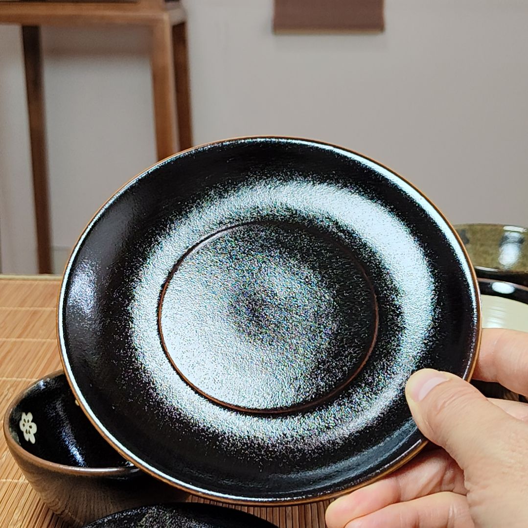吉州窑原矿手工柴窑柴烧黑色釉壶承