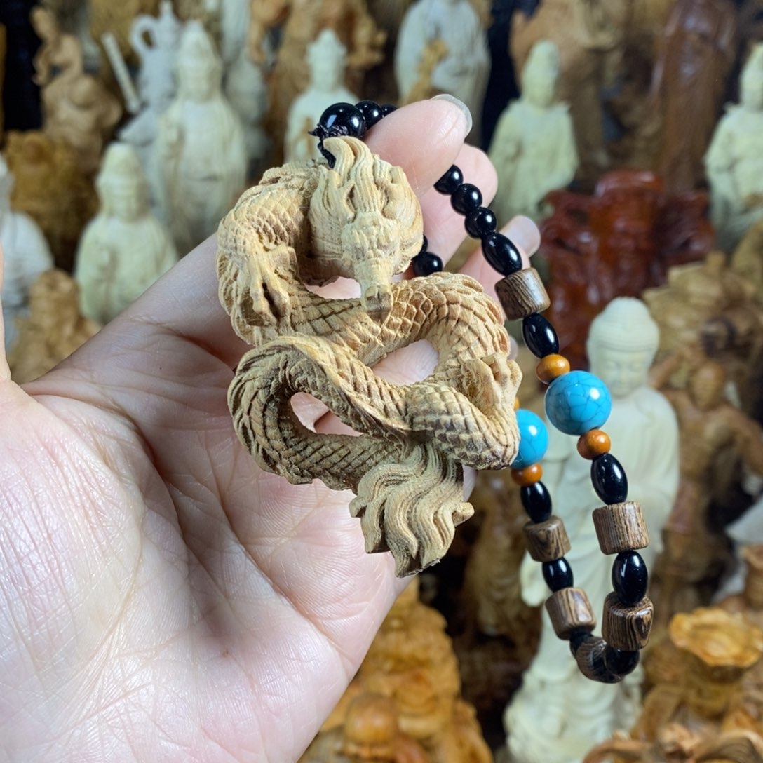 ****T木崖柏7盘龙车挂手把件