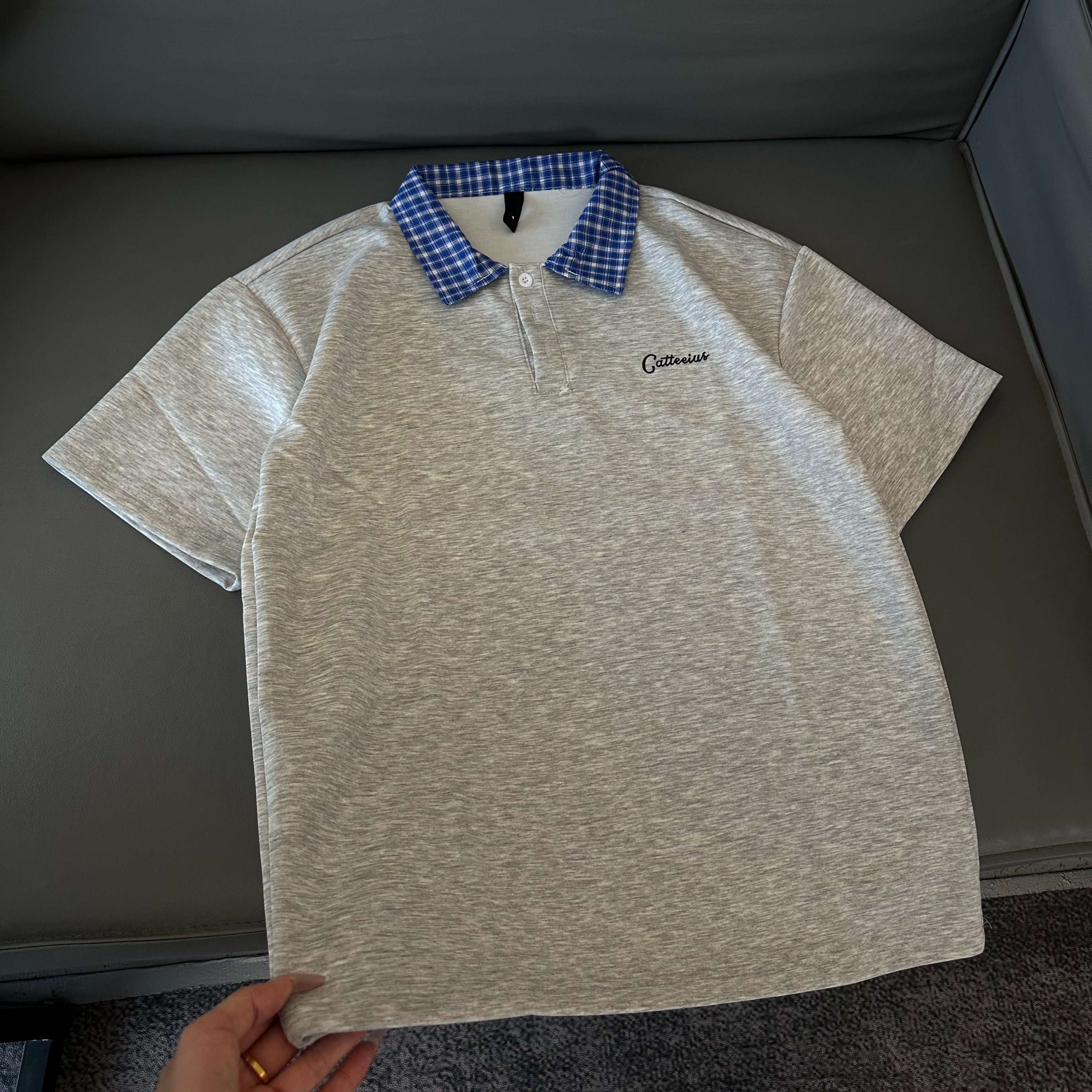 T257 短袖男款夏季polo衫学院风拼接翻领T恤男假两件上衣潮