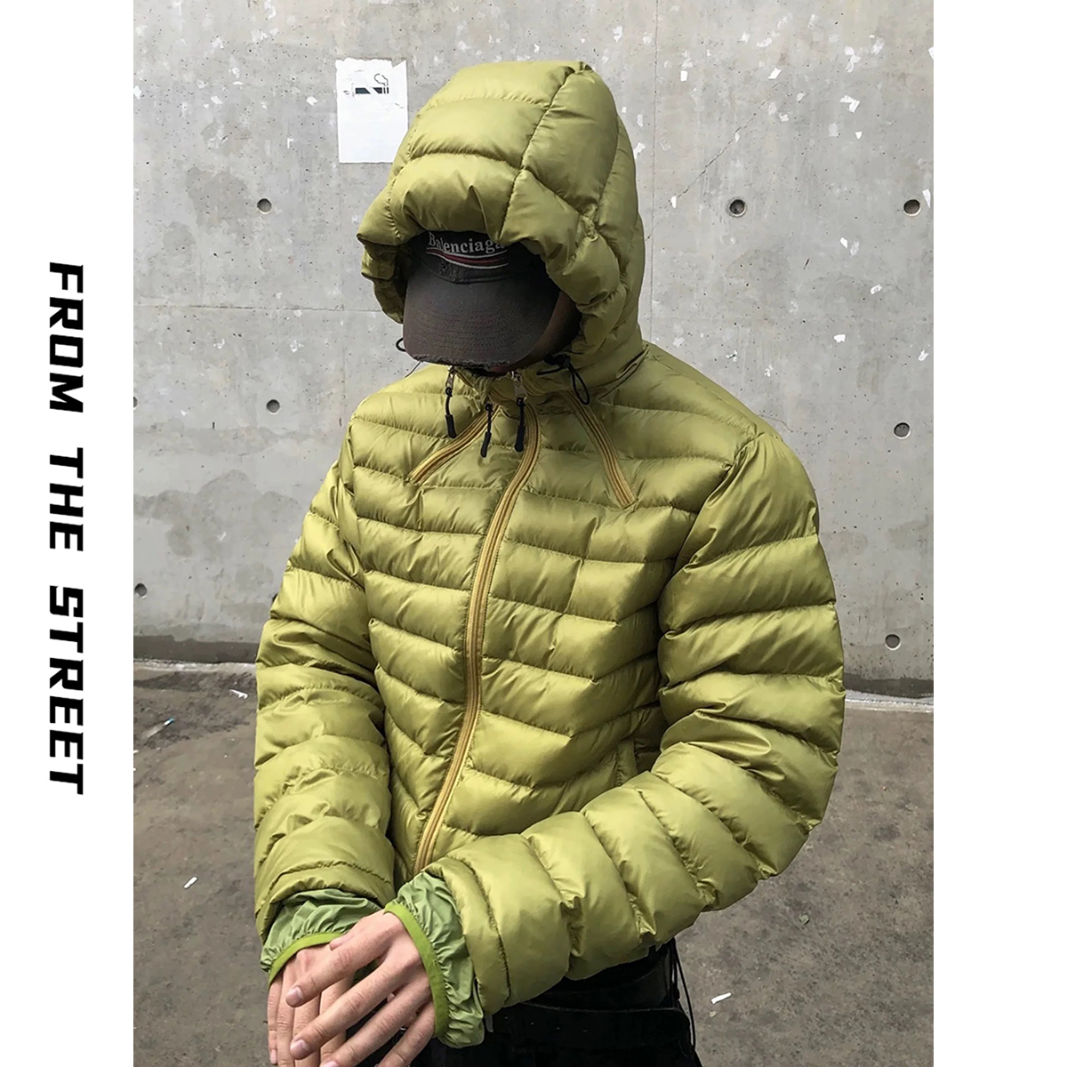 FROM THE STREET来自街头排骨羽绒服轻量90白鸭绒连帽外套男
