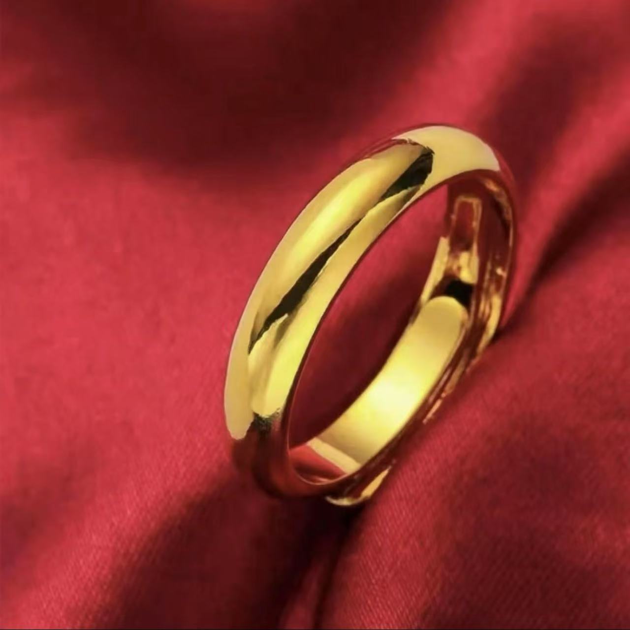 合金戒指 【光面戒指】时尚情侣简约经典亮面素款可调节气质精美