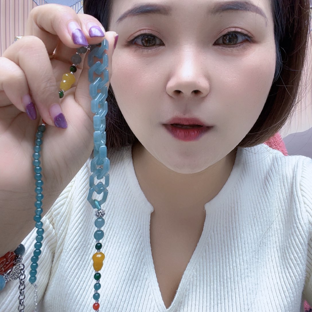 蓝***晶花岗石纯铜锡合金纯铜项链