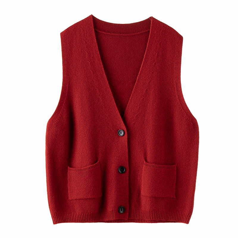 V领马甲女羊绒衫外套650