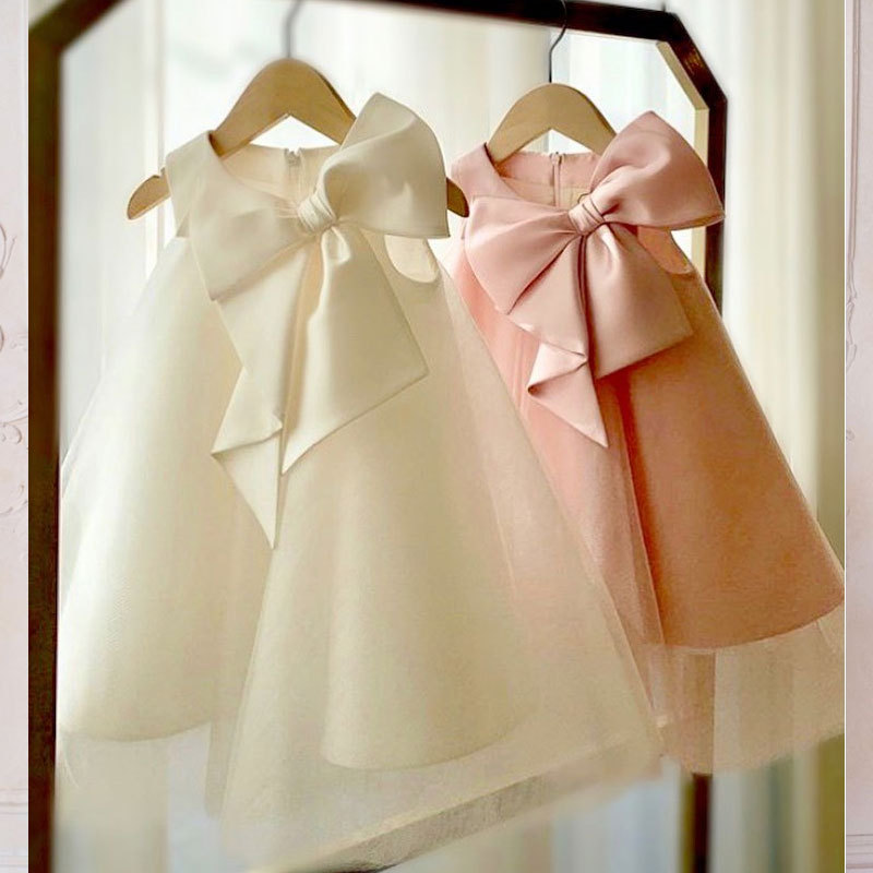 儿童礼服裙蝴蝶结女宝宝一周岁生日满月公主裙女童连衣裙工厂