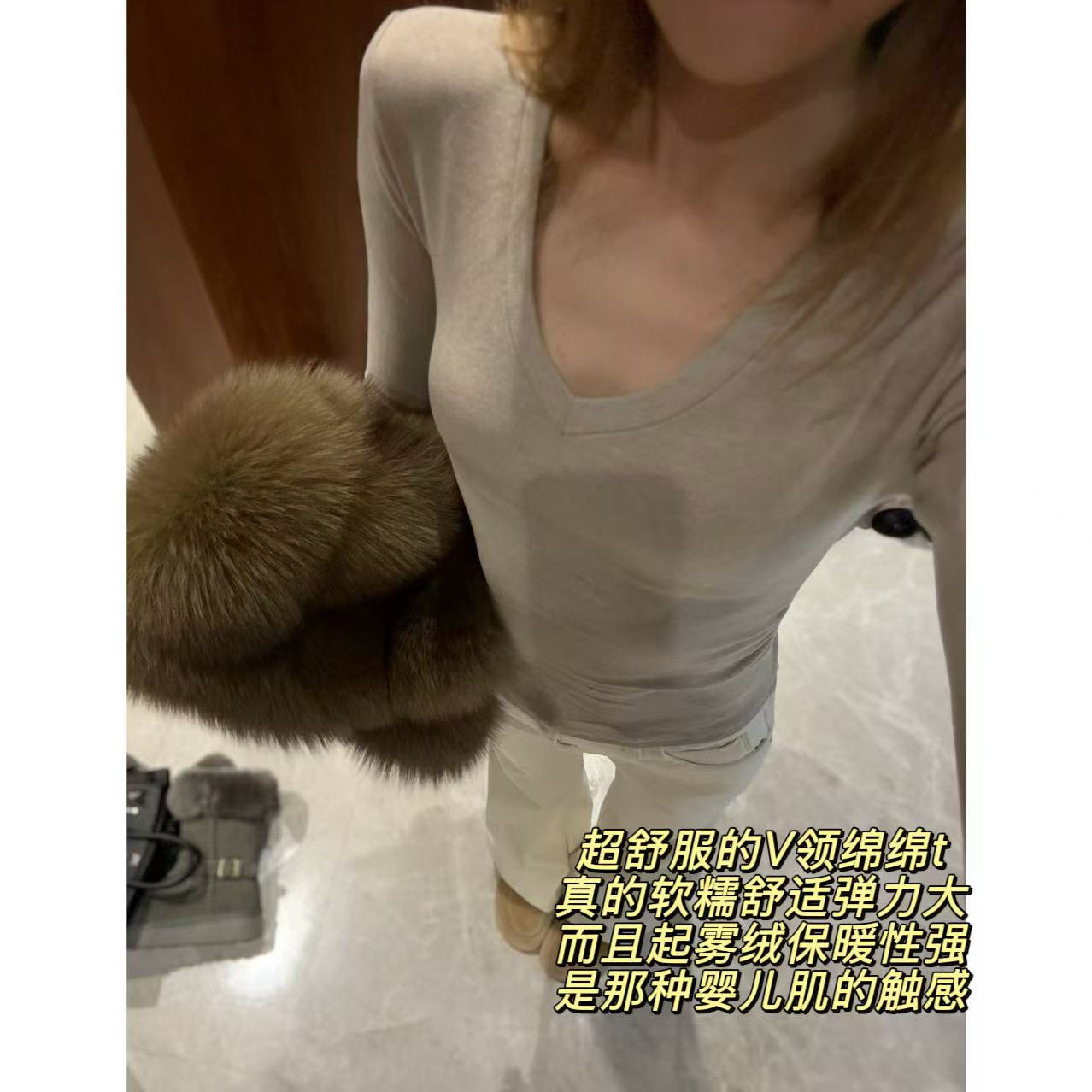 徐秋阳   v领绵绵T  V领+掐腰设计！显瘦基础百搭心机内搭13900