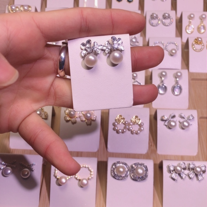 淡水珍珠耳饰银S925镶嵌