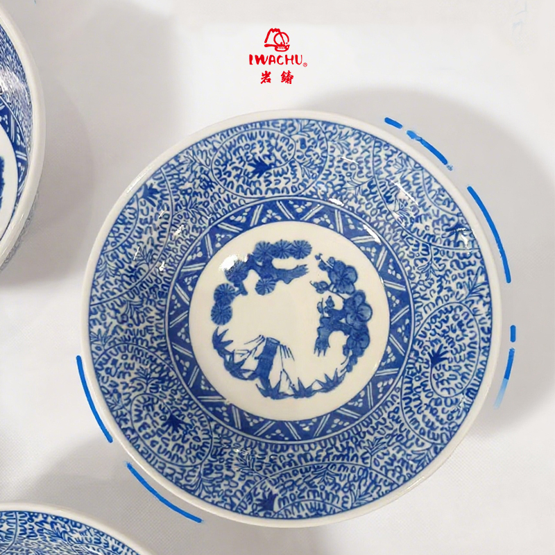 【厨房焕新】日本原装进口美浓古纹圆高台盘和碗