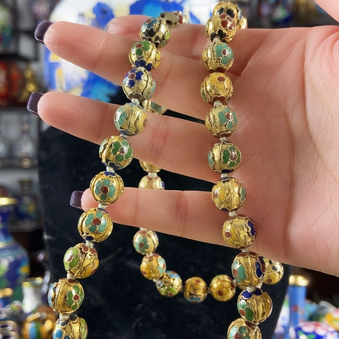 每***看铜1.0金地瓜棱珠项链