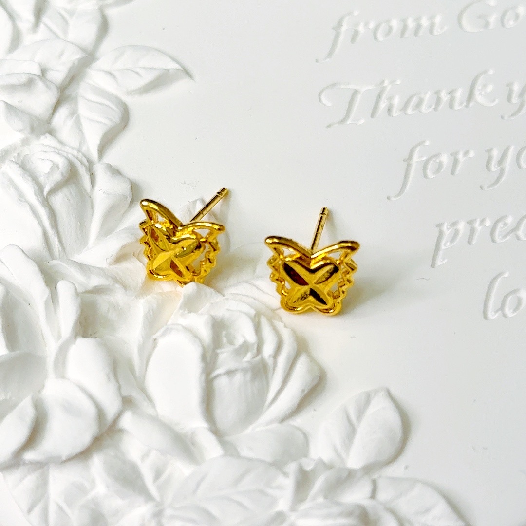  精工双层蝴蝶耳钉-325